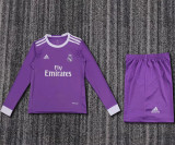 Long sleeve Kids kit 16-17 Real Madrid Away (Retro Jersey) Thailand Quality