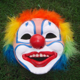 Multicolor Rubber Plumed Clown Mask