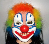 Multicolor Rubber Plumed Clown Mask