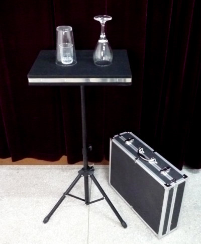 Coin in Glass and Glass Breaking Table w/ Case & Table Base