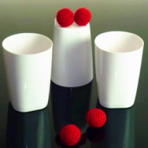 Cups and Balls w/Chop Cup Combo (Porcelain White, Plastic) by 52magic