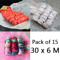 Throw Streamers - 3 Colors, Pack of 15 (30 x 6 Meters)