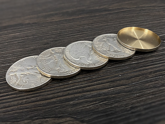 Walking Liberty Half Dollar Shell and Coin Set (4 Coins 1 Shell