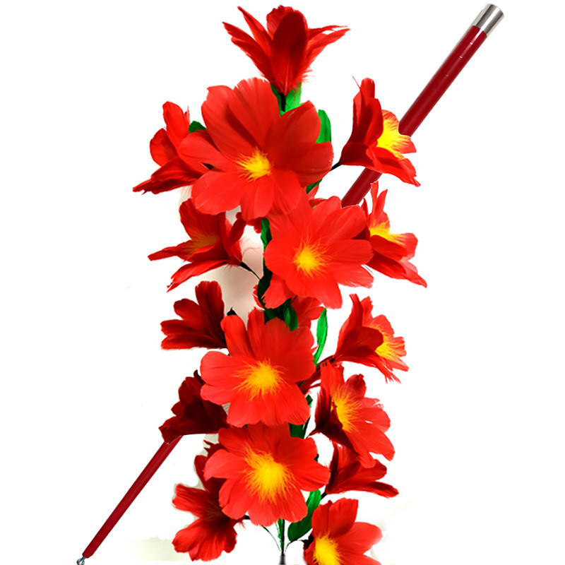 Deluxe Cane to Flower (Red/Multicolor) - Magic Trick - China Magic 