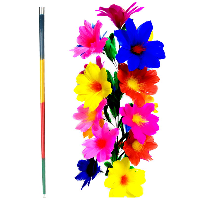 Magic Spring Cane Deluxe Cane to Flower (Red/Multicolor) - Magic Trick - China Magic Shop