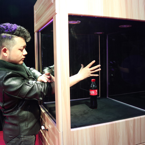 * Hand Through Glass Cabinet