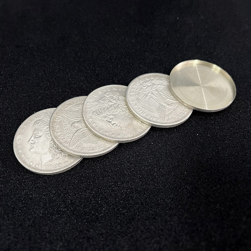 Cupronickel Morgan Dollar Shell and Coin Set (4 Coins 1 Shell) by