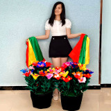 Deluxe Potted Flower from Silks (Round Petal)