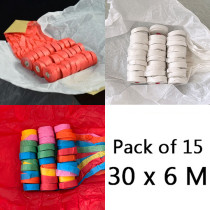 Throw Streamers - 3 Colors, Pack of 15 (30 x 6 Meters)