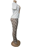 Figure Graphic Print T-shirt Blouse & Words Print Skinny Leggings AL096
