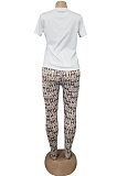Figure Graphic Print T-shirt Blouse & Words Print Skinny Leggings AL096