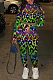 Casual Camo Long Sleeve Round Neck Crop Top Capris Pants Sets HYY8005