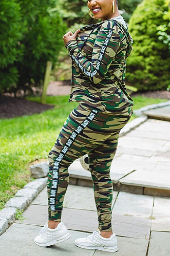 Casual Simplee Camo Long Sleeve Long Pants Three-piece Sets N9250