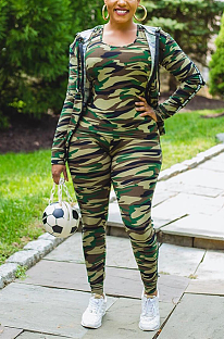 Casual Simplee Camo Long Sleeve Long Pants Three-piece Sets N9250