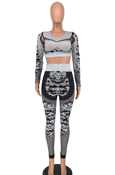 Womenswear Camo Printing Casual Two-Piece NRS8014