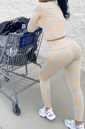Camo Polyester Printing Casual Zipper Long Sleeve Long Pants Sets  NRS8015