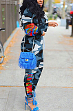 Casual Modest Camo Long Sleeve Round Neck Long Pants Sets