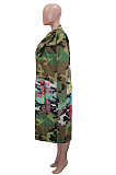 Casual Polyester Letter Camo Long Sleeve Longline Top SN390015