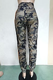 Casual Polyester Camo High Waist Pants Overalls BBN127