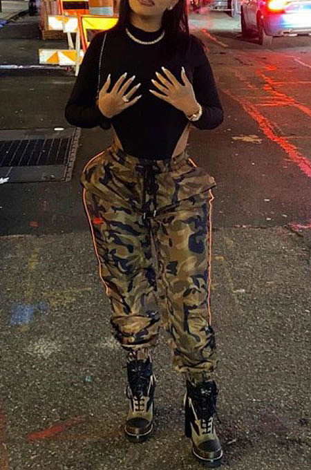 Casual Polyester Camo High Waist Pants Overalls BBN127