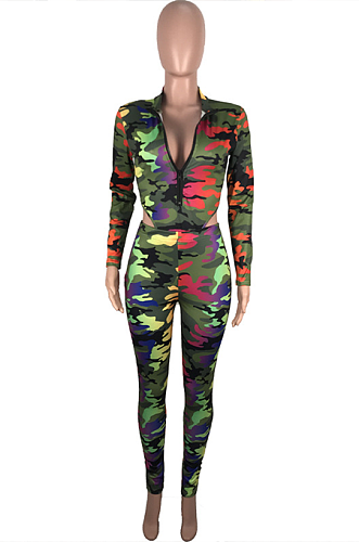 Casual Sporty Camo Long Sleeve Long Pants Sets MOM5057