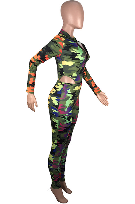 Casual Sporty Camo Long Sleeve Long Pants Sets MOM5057