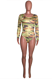 Night Out Sexy Camo Long Sleeve Round Neck Bodycon Jumpsuit SN390036