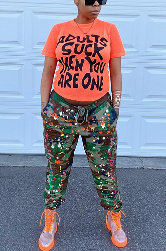 Casual Camo Waist Tie Long Pants FH122