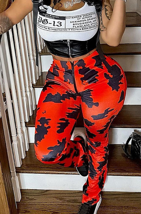 Casual Sexy Cultivate One's Morality Zipper Camo Printing Casual Pants NRS8034