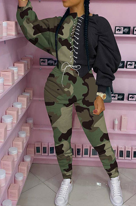 Street Long Sleeve Camo Leopard Two-Piece MTY6350