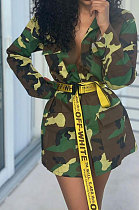 Womenswear Long Camo Coat Frock Casual Long Sleeve Coat Q8045