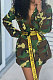 Womenswear Long Camo Coat Frock Casual Long Sleeve Coat Q8045