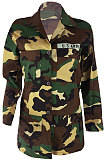 Womenswear Long Camo Coat Frock Casual Long Sleeve Coat Q8045