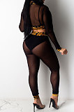 Polyester Mesh Perspective Printing Top Tight Pants Two-Pieces CCY8510