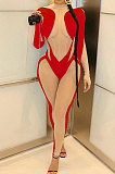 Spliced Net Yarn Perspective Bodycon Jumpsuits YM169