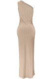 Sexy Irregularity Pit Bar High Split One Shoulder Long Dress GL6365