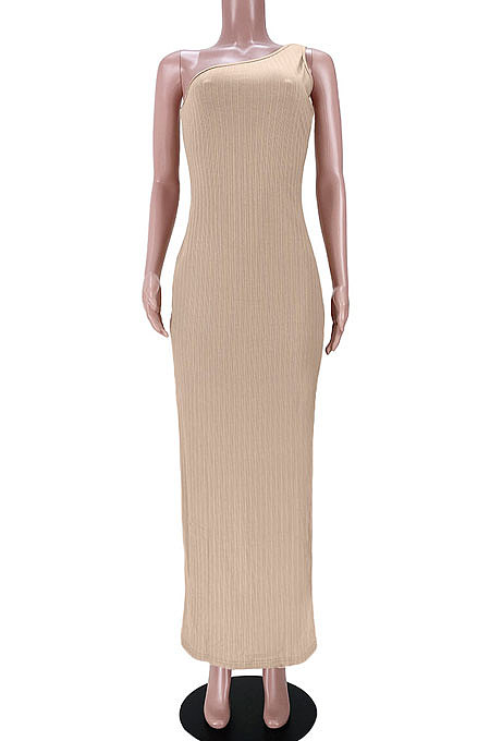 Sexy Irregularity Pit Bar High Split One Shoulder Long Dress GL6365