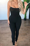 Pure Color Sexy Rib-Knit Bind Halterneck Slip Bodycon Jumpsuits GL6336