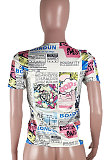 Euramerican Spring Summer Round Neck Printing T Shirts BLE2247