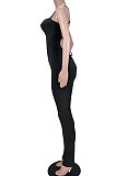 Pure Color Sexy Rib-Knit Bind Halterneck Slip Bodycon Jumpsuits GL6336