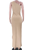 Sexy Irregularity Pit Bar High Split One Shoulder Long Dress GL6365