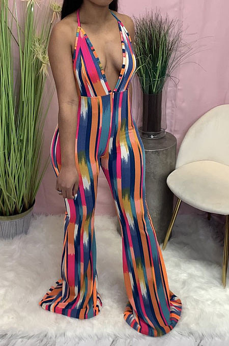 Fashion Printing Loose  Wide Leg Jumpsuits WJ5200