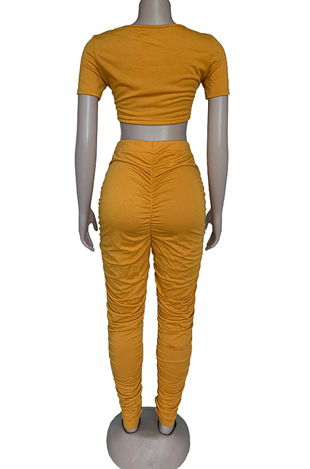 Fashion Sexy Prue Color Fold Midriff Two-Piece DN8585