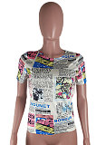 Euramerican Spring Summer Round Neck Printing T Shirts BLE2247