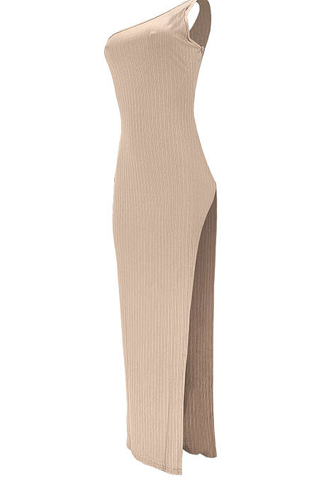 Sexy Irregularity Pit Bar High Split One Shoulder Long Dress GL6365