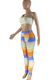 Fashion Women Colorful Gradient Color Positioning Printing Two-Pieces HR8159