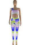 Fashion Women Colorful Gradient Color Positioning Printing Two-Pieces HR8159