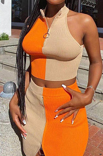 Fashion Casual Women Pit Bar Spliced Two-Pieces MDF5213
