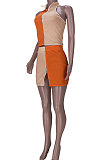 Fashion Casual Women Pit Bar Spliced Two-Pieces MDF5213