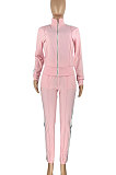 Pure Color Spliced Sport Casual Two-Pieces HR8158